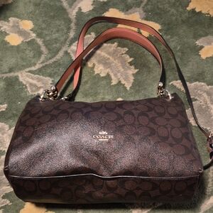 Coach Dark Brown Signature Shoulder Bag